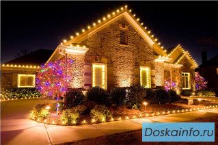 Подсветка дома, дачи или коттеджа на Новый год